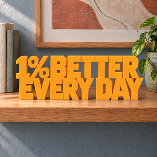 1% Better Every Day desk letters in Orange