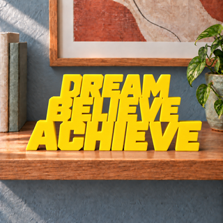 Dream Believe Achieve desk letters in Yellow