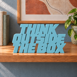 Think Outside the Box desk letters in Teal Blue