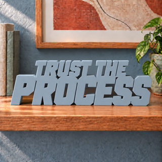 Trust the Process desk letters in Light Gray