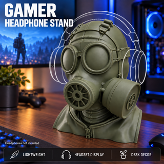 Wasteland Ranger headphone stand in a gaming setup