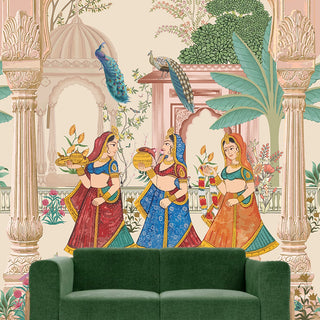 Ethnic Indian Wall Murals. Traditional Mughal Art Full Wall Wallpaper. (ETHMRL015)