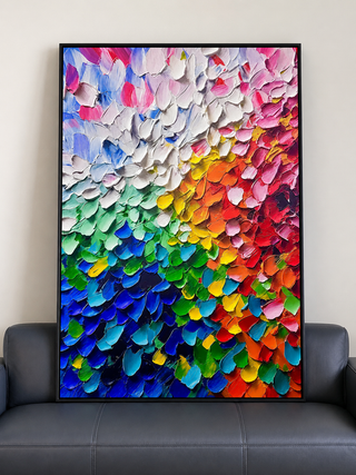 Color Bloom 3D Relief Texture Canvas Wall Art | Black Floater Frame (FLTXWA22)