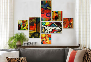 Modern Art Canvas Floating Frame Collage Painting For Home and Office