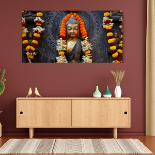 Lord Buddha Canvas Painting For Home Decor, Office walls and Hotels, Resorts Wall Decoration 24 inch x 48 inch (BDWA06)