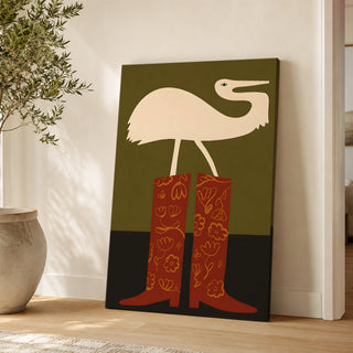 Heron Boots Wall Art | Modern Eclectic Decor, HD Canvas Print, Ready to Hang. (MOWA80)