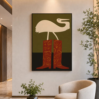 Heron Boots Wall Art | Modern Eclectic Decor, HD Canvas Print, Ready to Hang. (MOWA80)