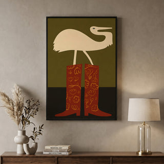 Heron Boots Wall Art | Modern Eclectic Decor, HD Canvas Print, Ready to Hang. (MOWA80)