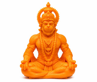 Hanuman Ji car dashboard idol showing sculpted crown, mala and ornaments