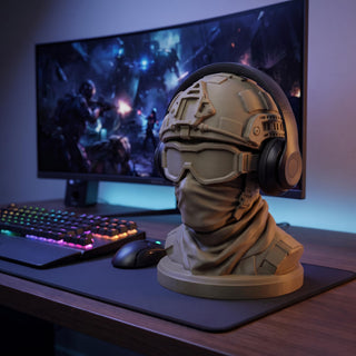 Soldier in a Sandstorm headphone stand in matte khaki