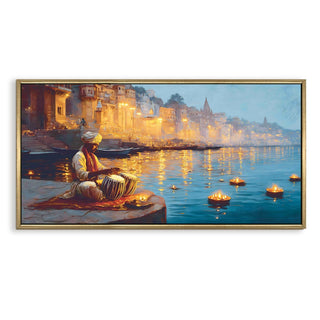 Gospel Choir on Southern Chapel Steps Wall Art, HD Canvas Print, Golden Floater Framed, Ready to Hang, (24 In x 48 In) (MUSIC-WA-25-A)