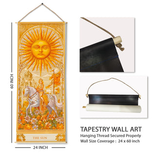 Indian Sun Tarot Wall Hanging Tapestry, Thick fabric, HD Print, Ready to Hang Wall Décor. Size 24 In x 60 In (TAROTTPS02)