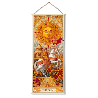 Indian Sun Tarot Wall Hanging Tapestry, Thick fabric, HD Print, Ready to Hang Wall Décor. Size 24 In x 60 In (TAROTTPS03)