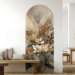 Tropical Arch Wall Mural – Peel & Stick Orchid & Bird of Paradise Wallpaper – Waterproof Self Adhesive Canvas Texture for Bedroom, Living Room & Entryway, 6ft x 2.5ft (VDWS03)