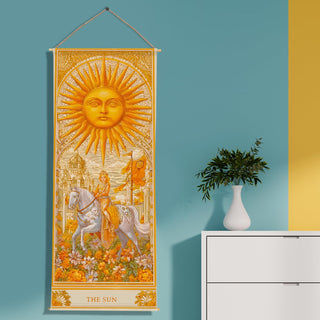 Indian Sun Tarot Wall Hanging Tapestry, Thick fabric, HD Print, Ready to Hang Wall Décor. Size 24 In x 60 In (TAROTTPS02)