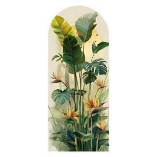 Tropical Arch Wall Mural – Peel & Stick Banana Leaf & Bird of Paradise Wallpaper – Waterproof Self Adhesive Canvas Texture for Bedroom, Living Room & Entryway, 6ft x 2.5ft (VDWS02)