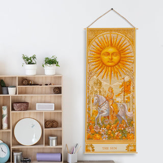 Indian Sun Tarot Wall Hanging Tapestry, Thick fabric, HD Print, Ready to Hang Wall Décor. Size 24 In x 60 In (TAROTTPS02)