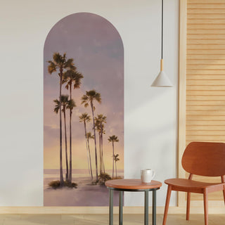 Palm Tree Sunset Arch Wall Mural – Peel & Stick Tropical Beach Wallpaper – Waterproof Self Adhesive Canvas Texture for Bedroom, Living Room & Entryway, 6ft x 2.5ft (VDWS04)