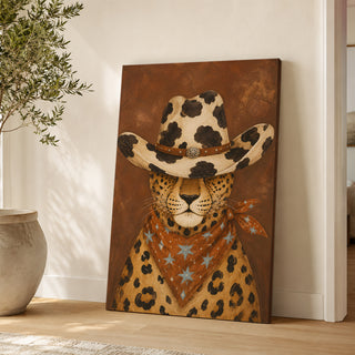 Cowboy Cheetah Wall Art | Premium Modern Decor | HD Canvas Print, Ready to Hang. (MOWA84)