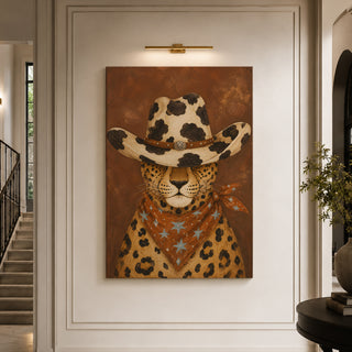 Cowboy Cheetah Wall Art | Premium Modern Decor | HD Canvas Print, Ready to Hang. (MOWA84)