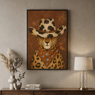 Cowboy Cheetah Wall Art | Premium Modern Decor | HD Canvas Print, Ready to Hang. (MOWA84)