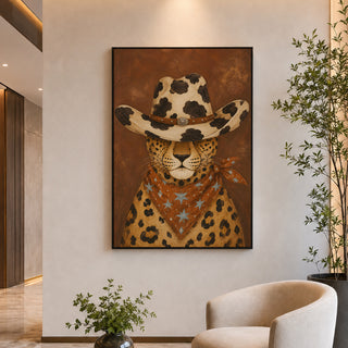 Cowboy Cheetah Wall Art | Premium Modern Decor | HD Canvas Print, Ready to Hang. (MOWA84)