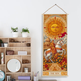 Indian Sun Tarot Wall Hanging Tapestry, Thick fabric, HD Print, Ready to Hang Wall Décor. Size 24 In x 60 In (TAROTTPS03)