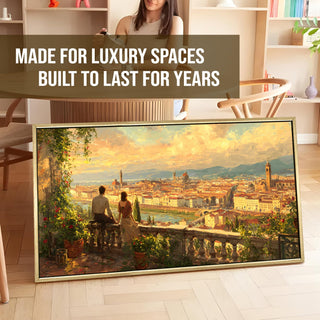 Florence Balcony at Sunset Wall Art, HD Canvas Print, Golden Floater Framed, Ready to Hang, (24 In x 48 In) (EURP-WA-71-A)