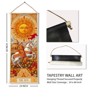 Indian Sun Tarot Wall Hanging Tapestry, Thick fabric, HD Print, Ready to Hang Wall Décor. Size 24 In x 60 In (TAROTTPS03)