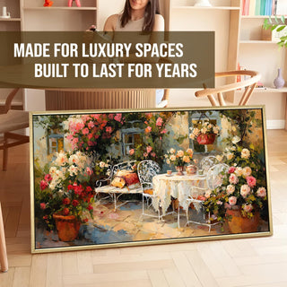 English Tea Garden Wall Art, HD Canvas Print, Golden Floater Framed, Ready to Hang, (24 In x 48 In) (EURP-WA-10-D)