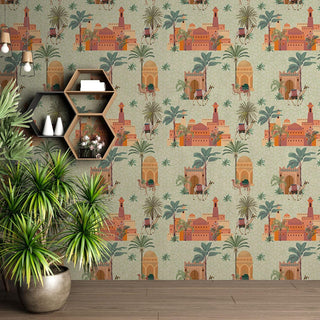 Ethnic Indian Wall Murals. Traditional Mughal Art Full Wall Wallpaper. (ETHMRL010)