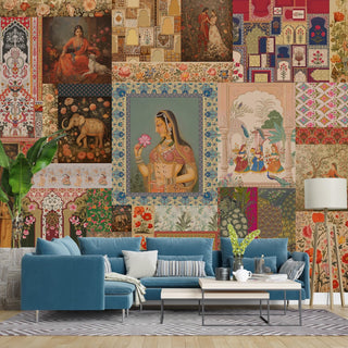 Ethnic Indian Wall Murals. Traditional Mughal Art Full Wall Wallpaper. (ETHMRL002)