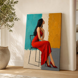 Lady in Red Wall Art | Premium Feminine Decor | HD Canvas Print, Ready to Hang. (MOWA86)
