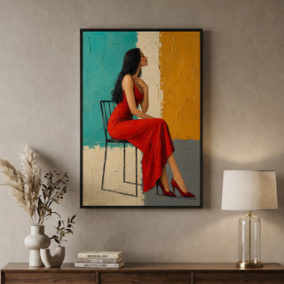 Lady in Red Wall Art | Premium Feminine Decor | HD Canvas Print, Ready to Hang. (MOWA86)