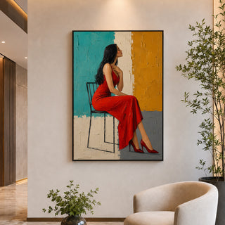Lady in Red Wall Art | Premium Feminine Decor | HD Canvas Print, Ready to Hang. (MOWA86)