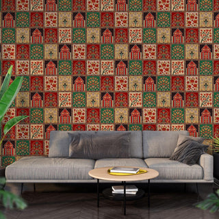 Ethnic Indian Wall Murals. Traditional Mughal Art Full Wall Wallpaper. (ETHMRL009)