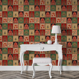 Ethnic Indian Wall Murals. Traditional Mughal Art Full Wall Wallpaper. (ETHMRL009)