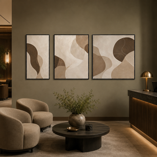 Terra Flow Wall Art | Neutral Modern HD Canvas Print (ABSWA32)