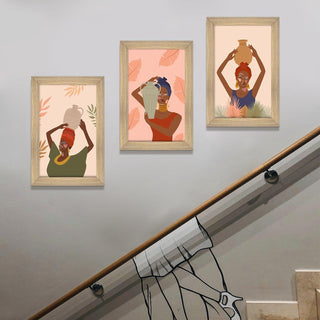 Africa Women silhouettes Wall Art Canvas Painting Framed For Living Room 