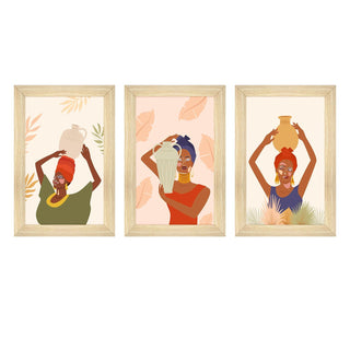 Africa Women silhouettes Wall Art Canvas Painting Framed For Living Room 