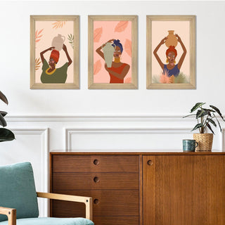 Africa Women silhouettes Wall Art Canvas Painting Framed For Living Room 