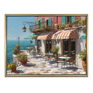 European Cityscape Wall Art, HD Canvas Print, Golden Floater Framed, Ready to Hang, (36 In x 48 In) (EURO-WA-66)