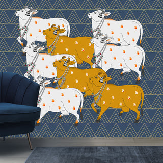Ethnic Indian Wall Murals. Traditional Pichwai Art Full Wallpaper. (ETHMRL010)