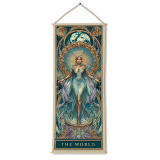 The World Tarot Wall Hanging Tapestry, Thick fabric, HD Print, Ready to Hang Wall Décor. Size 24 In x 60 In. (TAROTTPS14)
