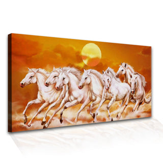 Seven Running Horses Vastu Canvas Paintings Framed For Living Room Wall Decoration (VAWA06)