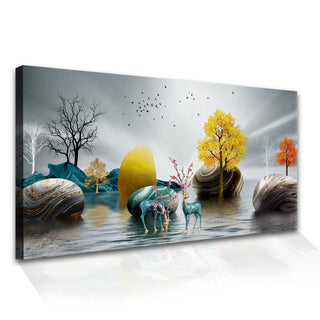 Amazing Wildlife Wall Art. Large Canvas Paintings. Framed Digital Reprints of Jungle, Wildlife, Animals and Birds 24 Inch x 48 Inch (WBWA15)