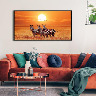 Amazing Wildlife Wall Art. Large Canvas Framed Digital Reprints of Jungle, Wildlife, Animals and Birds. Ready To Hang. Size:  24 Inch x 48 Inch (WBWA32) - Khirki.in 