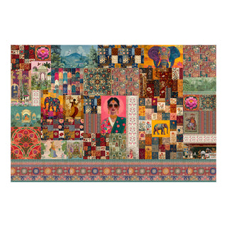 Royal Raga Collage Wall Mural – Traditional Indian Patchwork Art (PATCH027)
