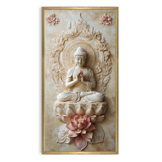 Enlightened Buddha Portrait Wall Art, HD Canvas Print, Golden Box Framed, Ready to Hang, (48 In x 24 In) (BUDDHA-WA-34)