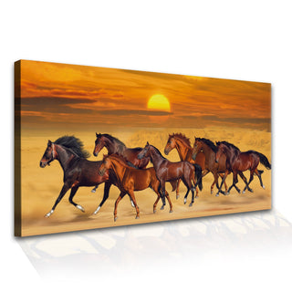 Seven Running Horses Vastu Canvas Paintings Framed For Living Room Wall Decoration (VAWA04)